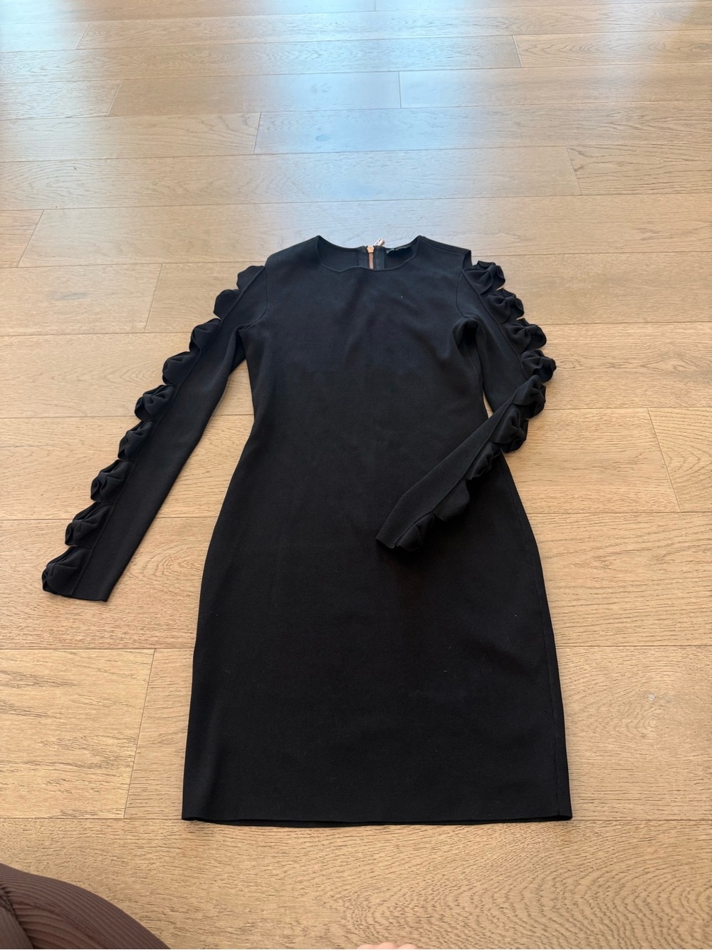 Ted Baker Black Ruffle-Sleeve Long Sleeve Dress